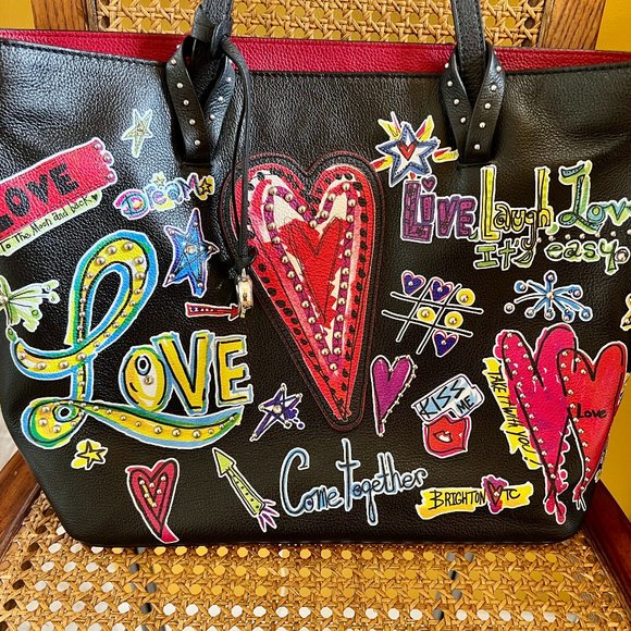 Limited Edition & Rare Brighton Leather Love Scribble Purse with Dust Bag